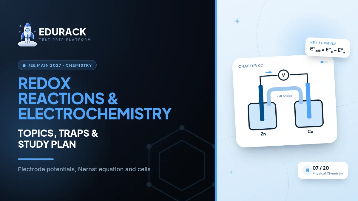 JEE Main Chemistry Redox Reactions & Electrochemistry 2027: Nernst Equation, Cells & Faraday's Laws