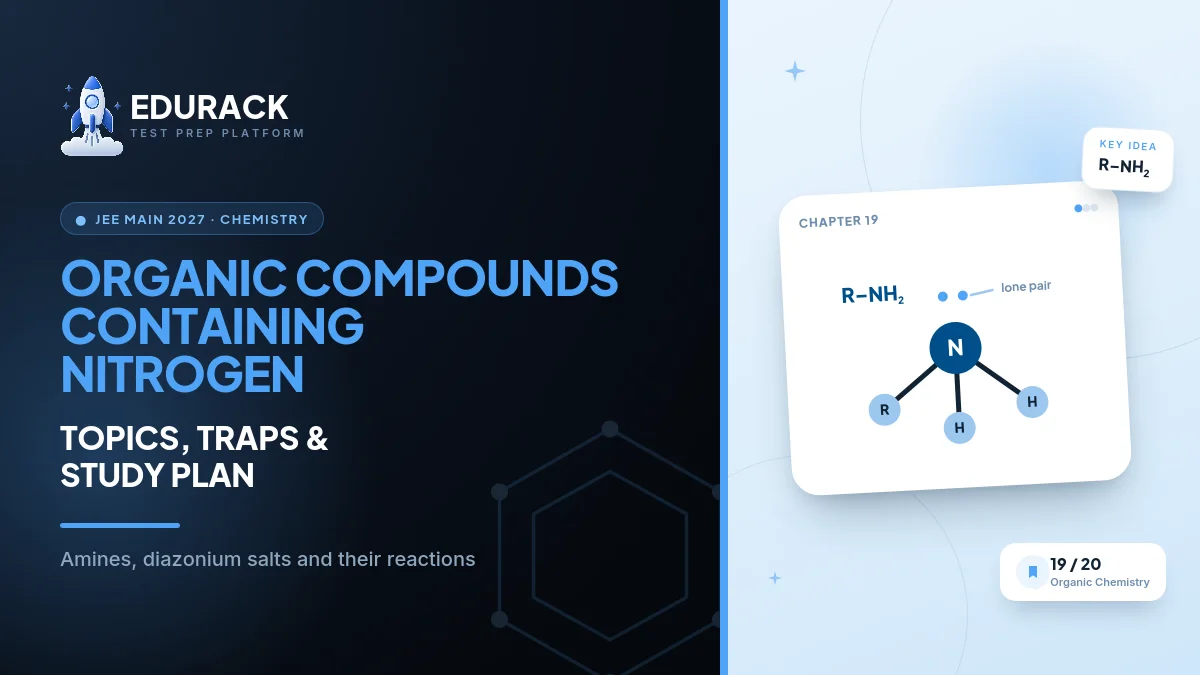 JEE Main Chemistry Organic Compounds Containing Nitrogen 2027: Amines, Basicity & Diazonium Salts